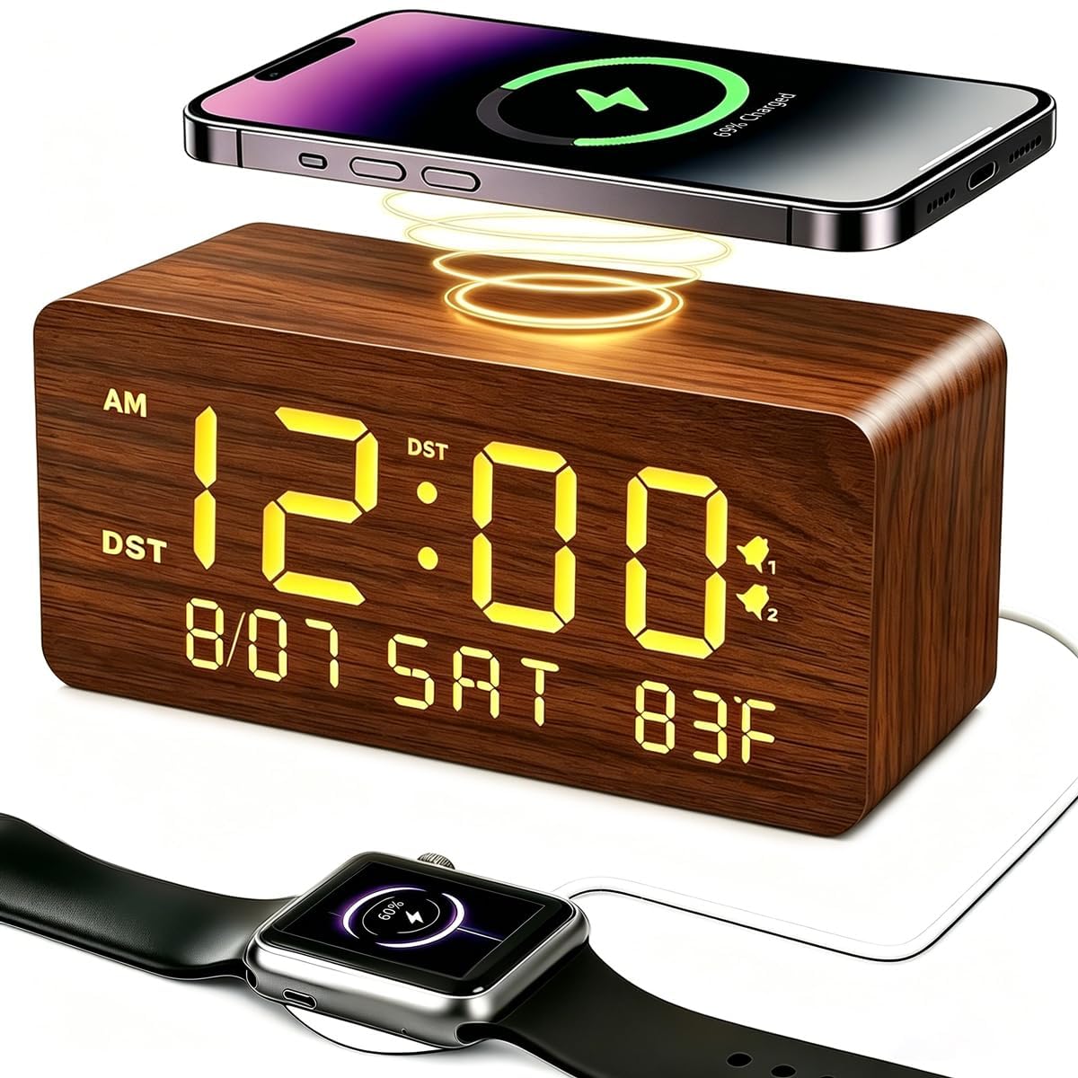 Andoolex Wooden Digital Alarm Clock
