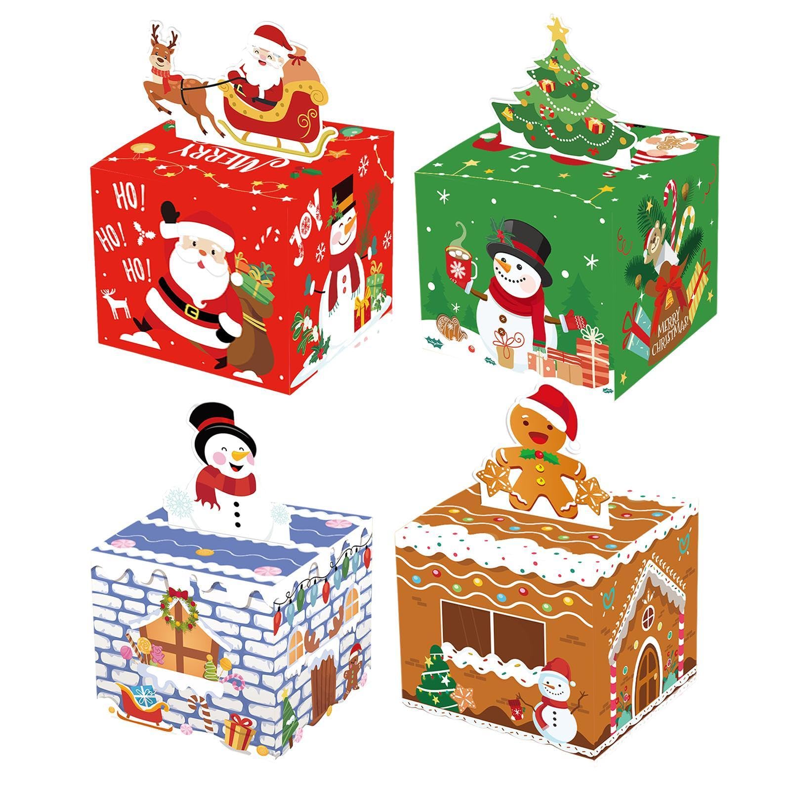 4 Pieces Merry Christmas Money Box, Money Pull Out Present Box Christmas, Christmas Surprise Money Pull Pouch, Money Box Pull Out Card And 30pieces Transparent Bags, For Parents, Lovers, Kids, Friends
