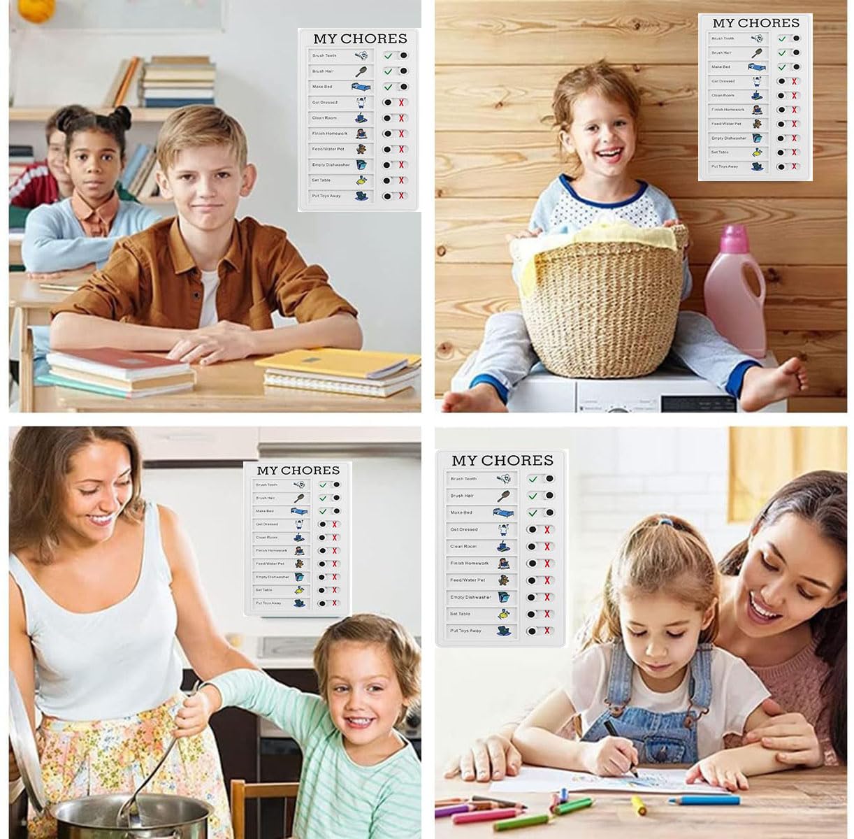 Tablero de Lista de Verificación de Tareas Pendientes para Niños con 20 Papeles en Blanco Reemplazables