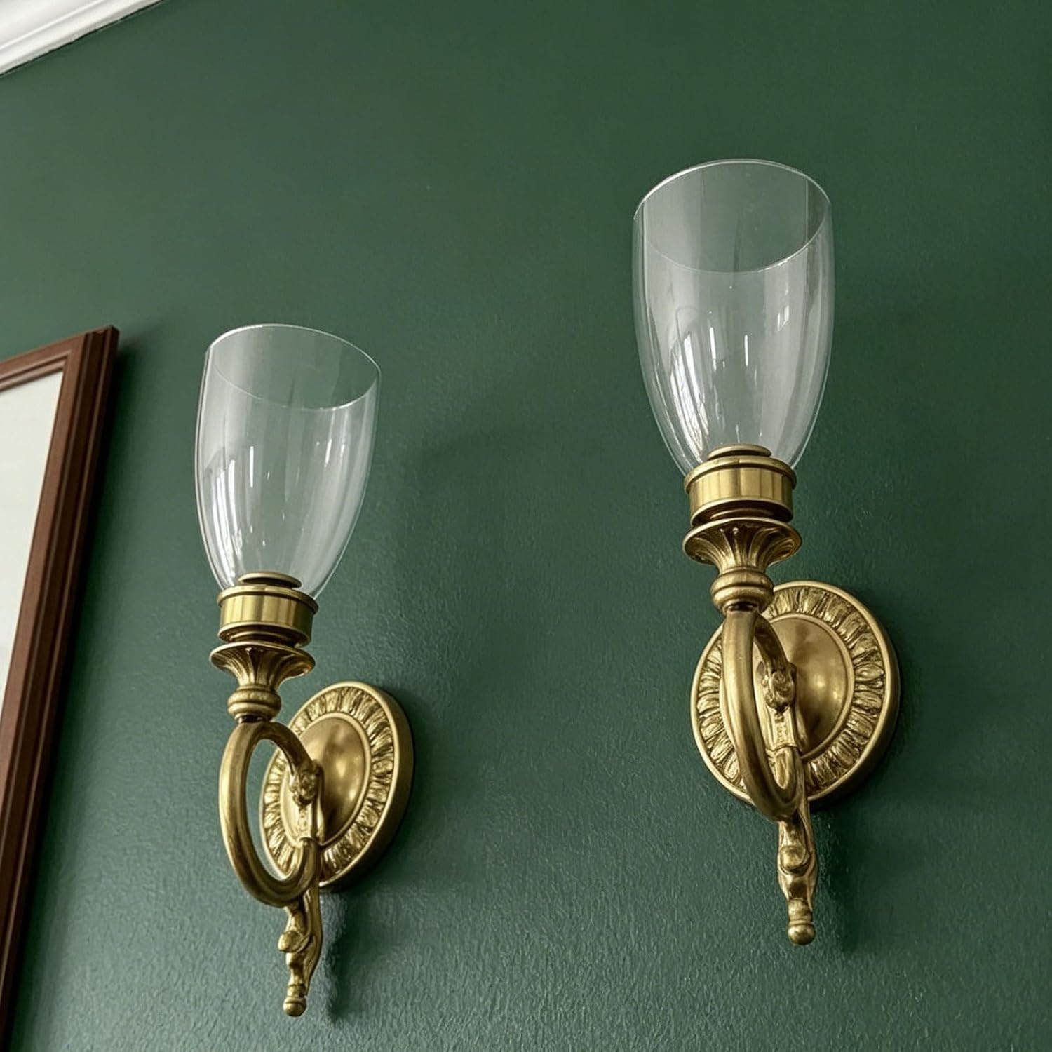 1 5/8 Inch Base × 6.5 Inch Height Clear Glass Lamp Shade, Colonial Style Glass Shade Replacement for Sconces and Other Lighting Fixtures and Antique Lamps
