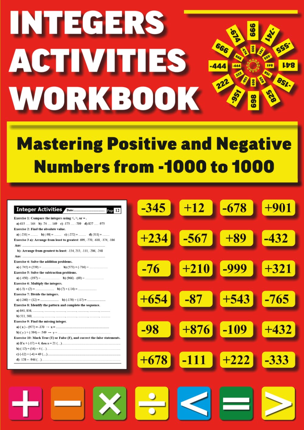 Integers Activities Workbook: Mastering Positive and Negative Numbers from -1000 to 1000