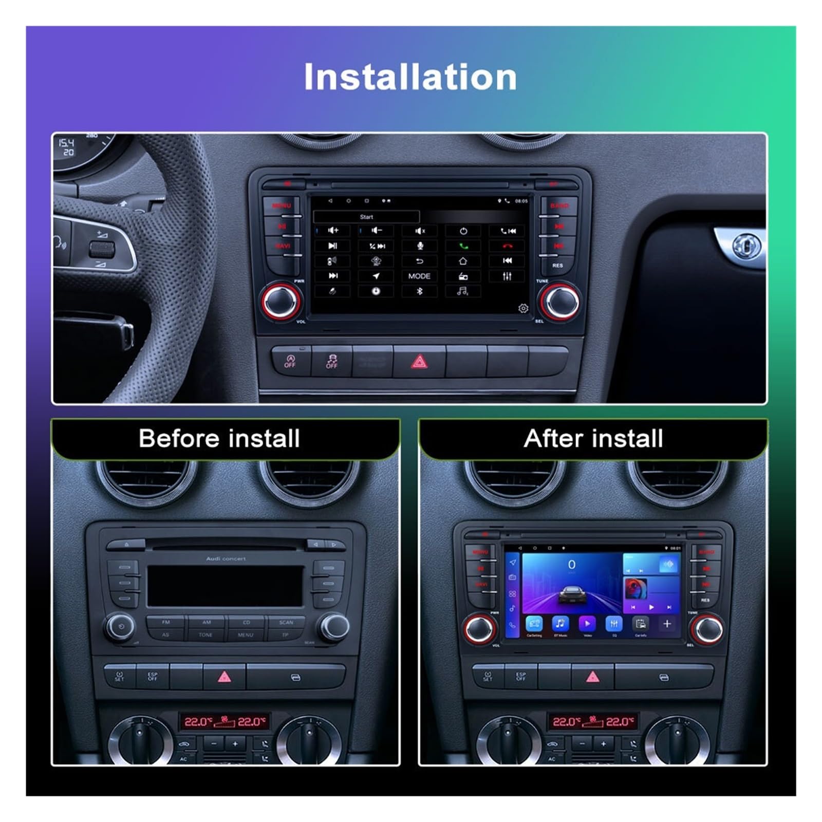 Nawigacja satelitarna Radio Multimedia Wideo Stereo Nawigacja GPS(2-32G 12LED)