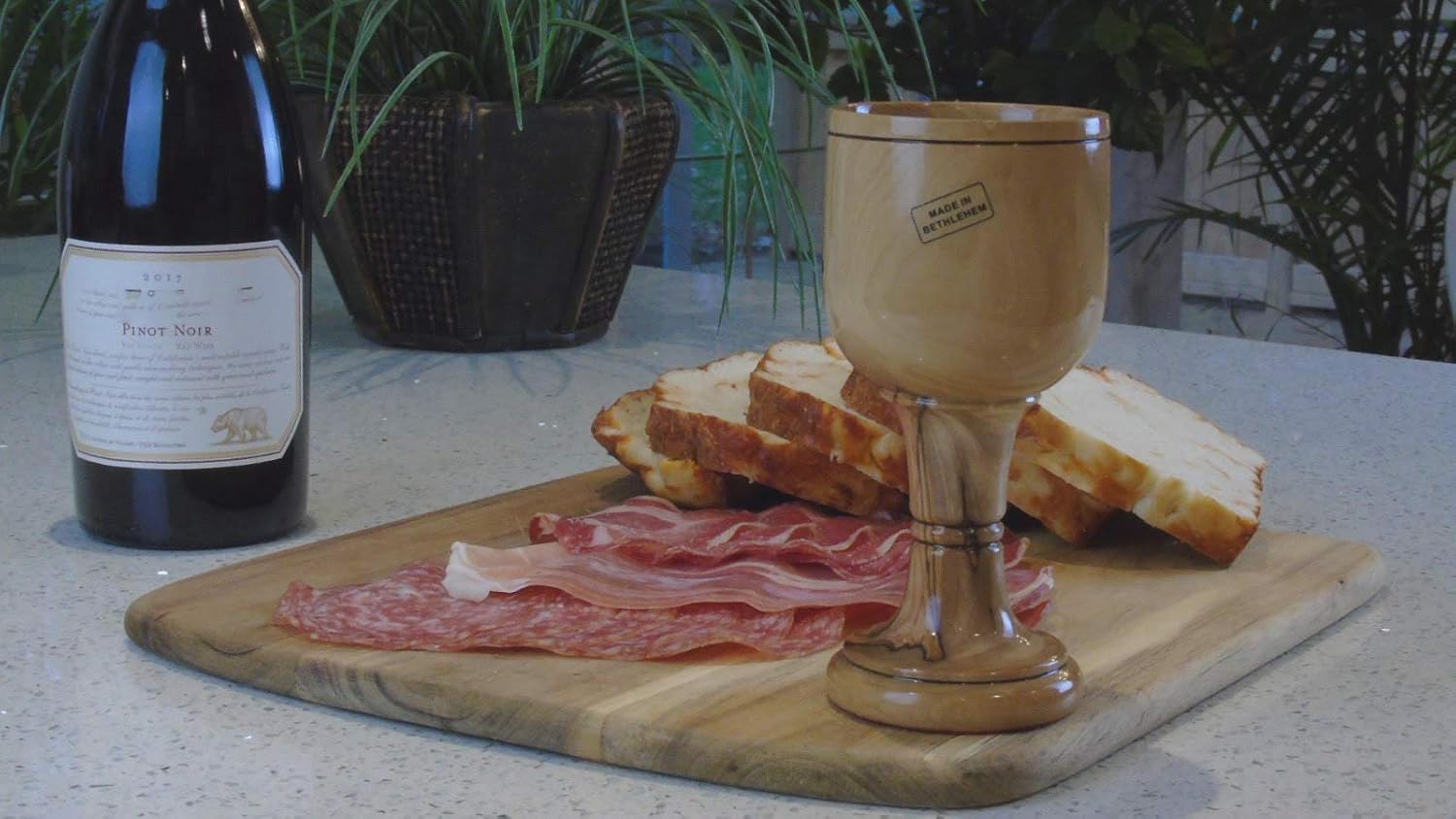 Premium Communion Wine Goblet/Cup -Chalice Olive Wood- 6 Inches - Hand Made from Bethlehem,Israel