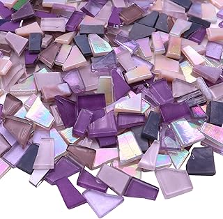 LITMIND Purple Mixed Irregular Glass Mosaic Tiles for Art Crafts, 9oz Va...