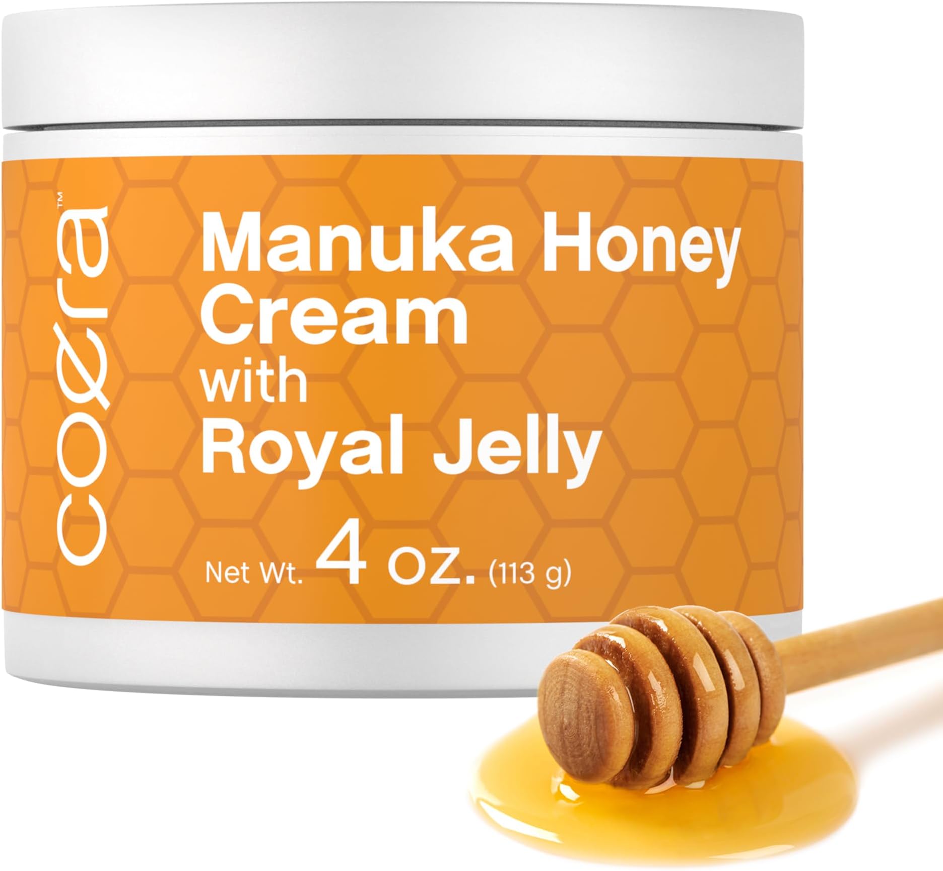 Coera Manuka Honey Cream | with Royal Jelly | 4oz | Hydrating Moisturizer for Face & Skin | Free of Parabens, SLS, & Fragrances | Packaging May Vary
