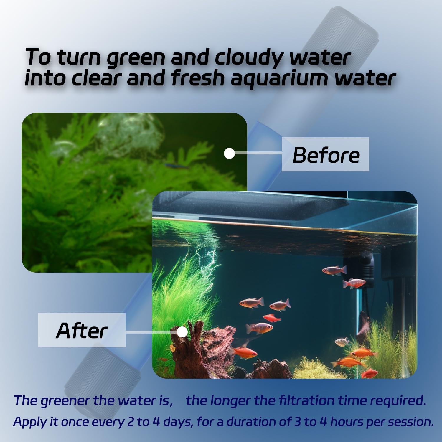 Minuteur UV 5 W pour aquarium Lumière propre Élimination des algues Lumière LED verte propre étanche pour bassin