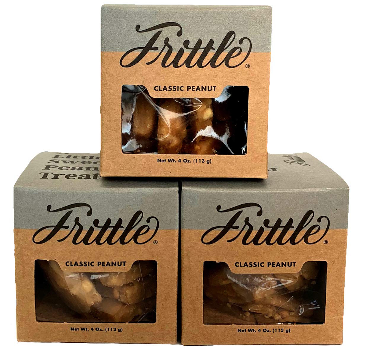Classic Peanut Frittle Box Set (3-pack, 4 oz each). Bite Size Peanut Brittle/Peanut Butter Fudge Candy. Taste The Hand-Crafted Unique Blend of Peanut Butter Fudge & Peanut Brittle. Gluten Free/Vegan