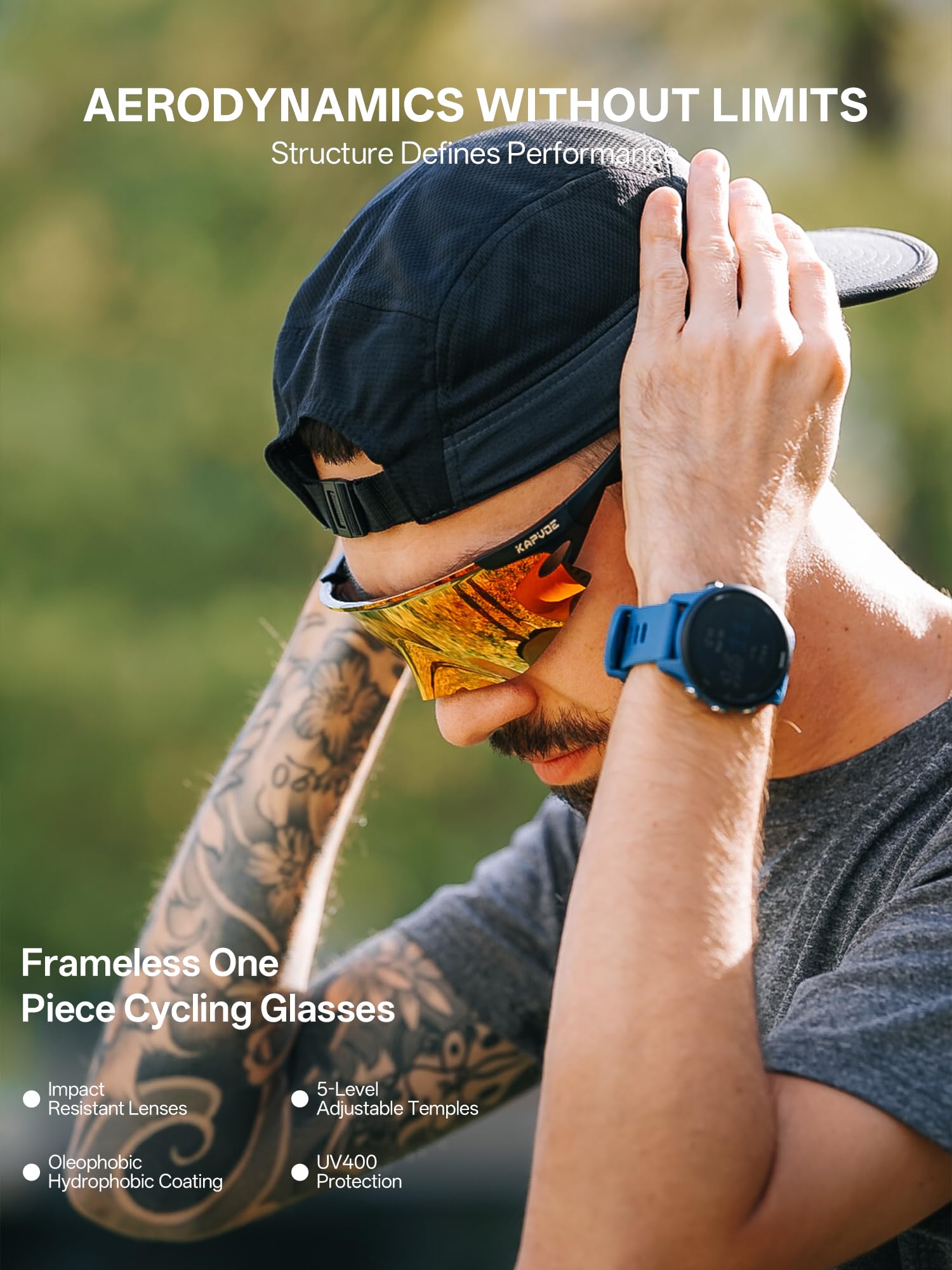 KAPVOE Photochromatisch oder Standardglas Fahrradbrille MTB Laufen K410 | Photochromatische oder standardglas- Fahrradbrille für Damen und Herren, für MTB, Laufen und Outdoor-Sport bei Tageslicht.