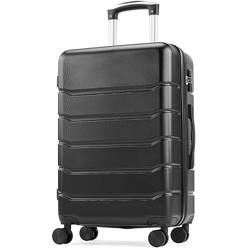 OLIXIS Central Hardside Expandable Luggage with Spinner Wheels, Black, 24 in