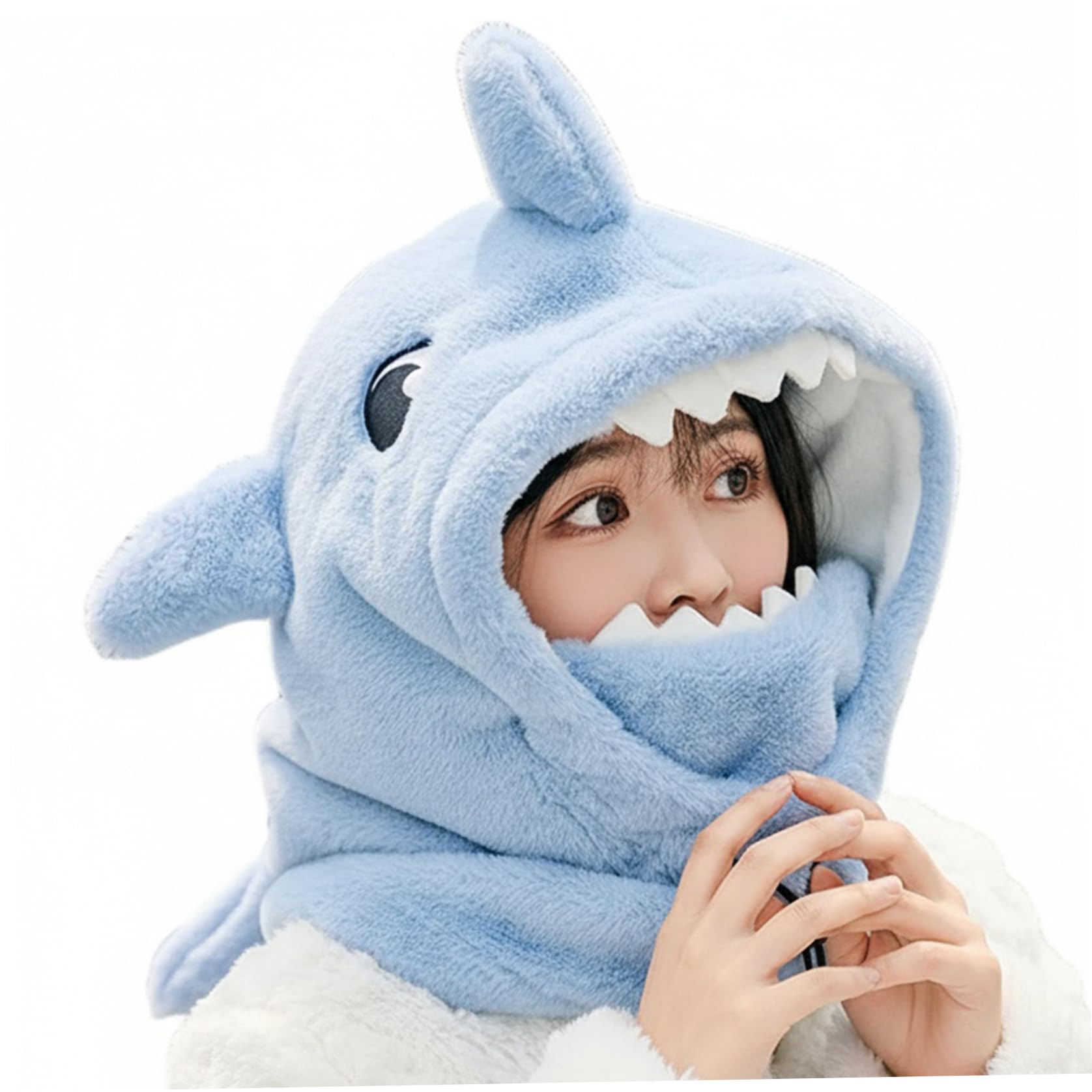 Comebachome Unisex Blue Shark Hat 3 In 1 Beanie Hat, Plush Ski Mask With Full Face Cover, Cute Animal Ski Helmet Cover Hood For Winter Sports, Cosplay & Gifts, Decoración Del Hogar