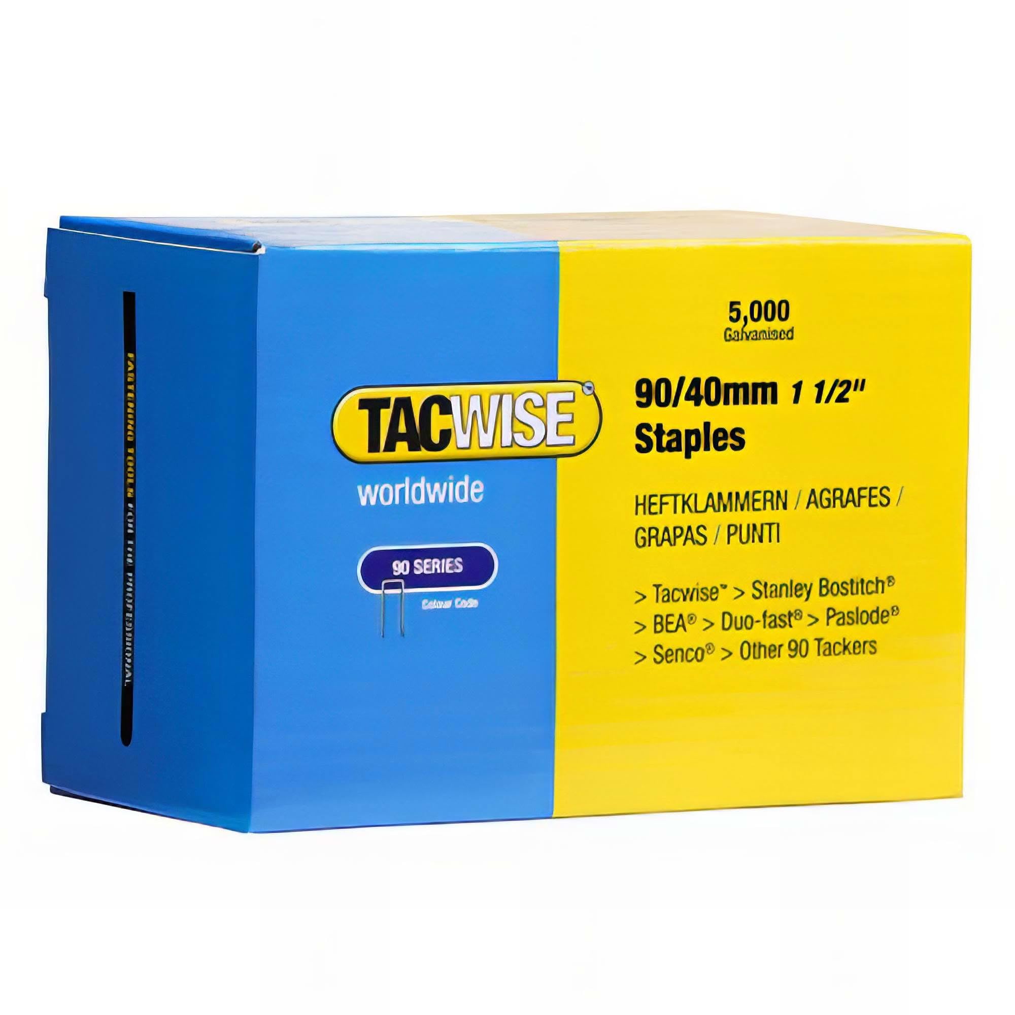 Tacwise Type 90/40Mm Narrow Crown Staples For Staple Gun (Box Of 5000) 5018505101226
