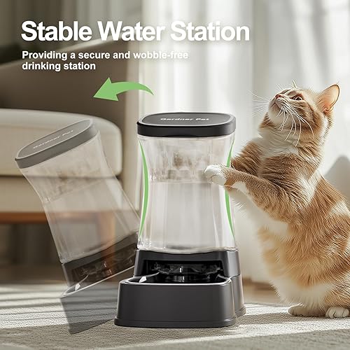 Miniatura 5 de Dispensador automático de agua por gravedad para perros, 1 galón, dispensador con tazón de acero inoxidable para perros pequeños y medianos, gatos,