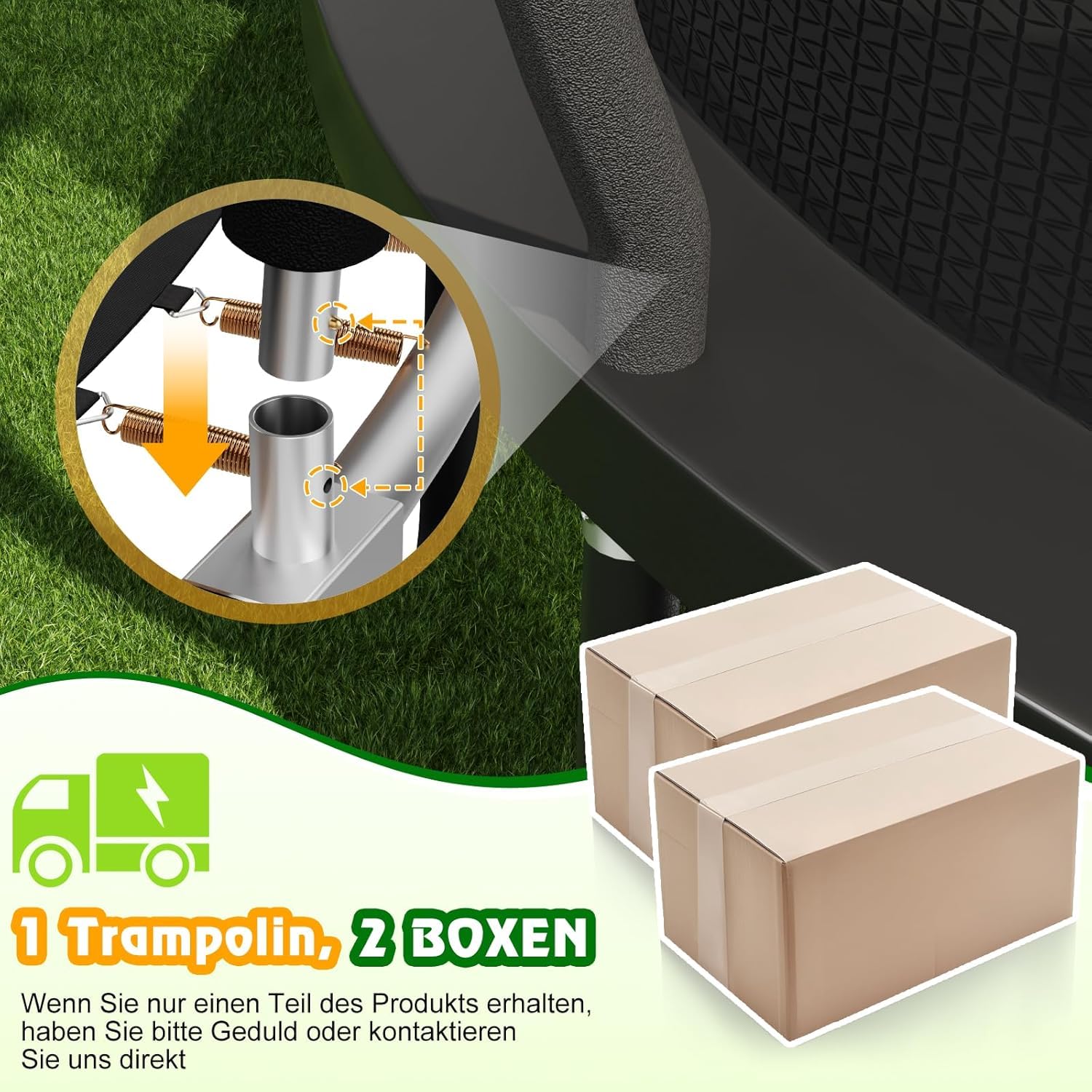 Devoko Trampolin Outdoor Ø 228/305/366/427/488 cm, GS-Zertifikat, Kindertrampolin Gartentrampolin mit Sicherheitsnetz, Rundes Riesentrampolin mit Leiter und Schuhbeutel
