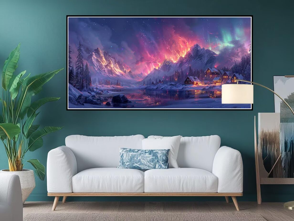 Pintar por Numeros Adultos Aurora, Cabina Pintar por Numeros DIY Painting by Numbers Kits, con Lienzo Sin Arrugas, Pinceles y Pintura Acrílica para Decoración Pared Hogar Sin Marco 70x140cm XD-281