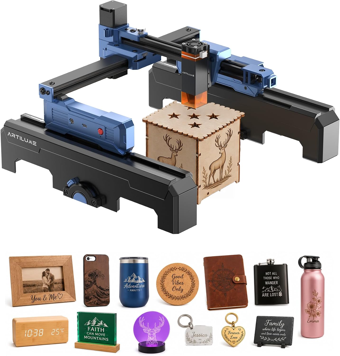 T1 Laser Engraver Machine 7000mW with APP, Foldable and Portable Laser Engraver with Height Extension and Cover, Higher Accuracy Engraver and Cutter for Wood Leather Acrylic, 200x150mm Engraving Area