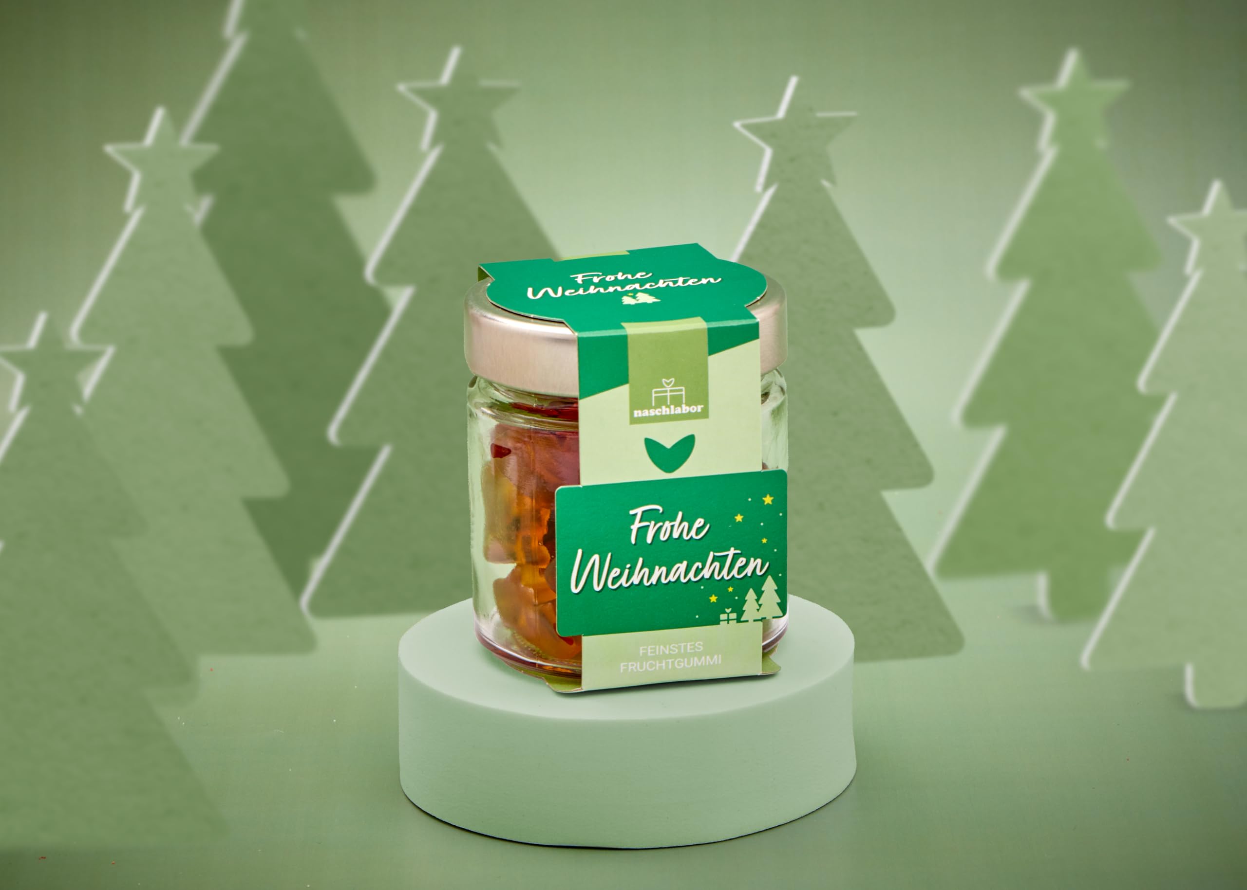 Frohe Weihnachten Fruchtgummi im Geschenkglas 120g | Süße Gummibärchen zur Weihnachtszeit | Adventskalender Geschenk | Fruchtgummi Geschenk für die ganze Familie