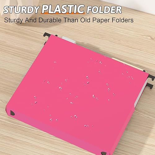 Vista 33 de Carpeta colgante de plástico tamaño carta, paquete de 12 carpetas colgantes reforzadas y resistentes, carpetas de archivador resistentes, carpetas