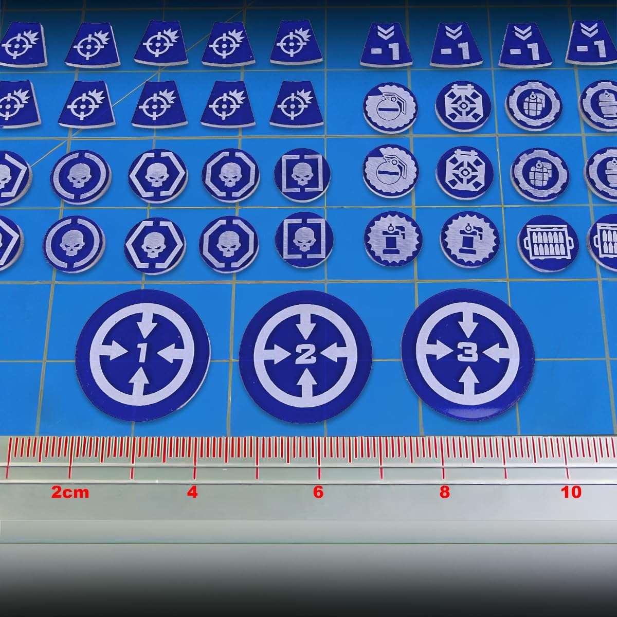 LITKO Single Player Token Set | Compatible with Warhammer Kill Team 3rd Edition | 2024 Universal WH:KT v3 Markers | Weapons, Grenade, Objective Indicator (Translucent Blue)
