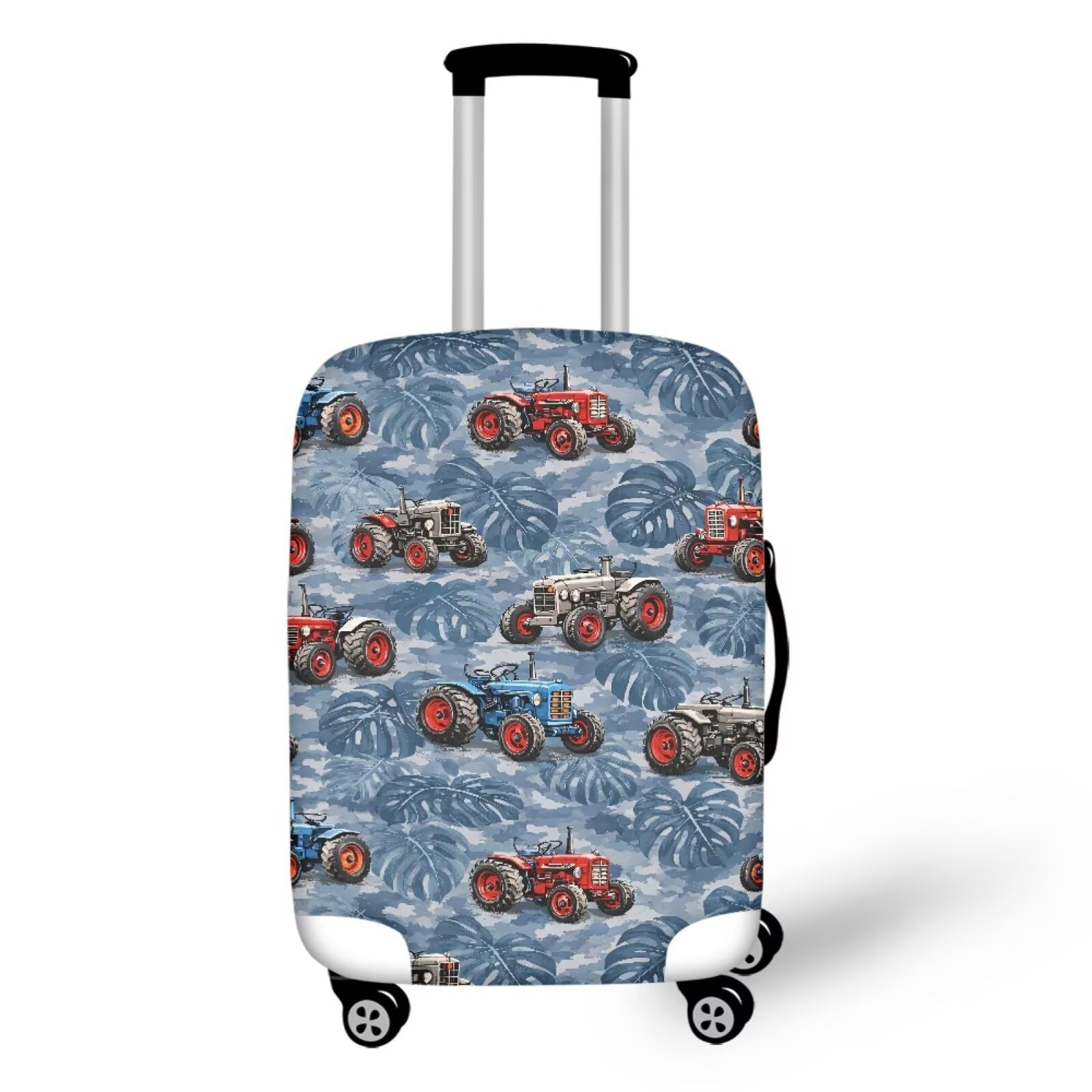 Coloranimal Palm Leaf Tractor Luggage Covers Washable Travel Luggage Covers Fashion Suitcase Covers Spandex Suitcase Protector Fits 25-28 Inch Luggage for Adult