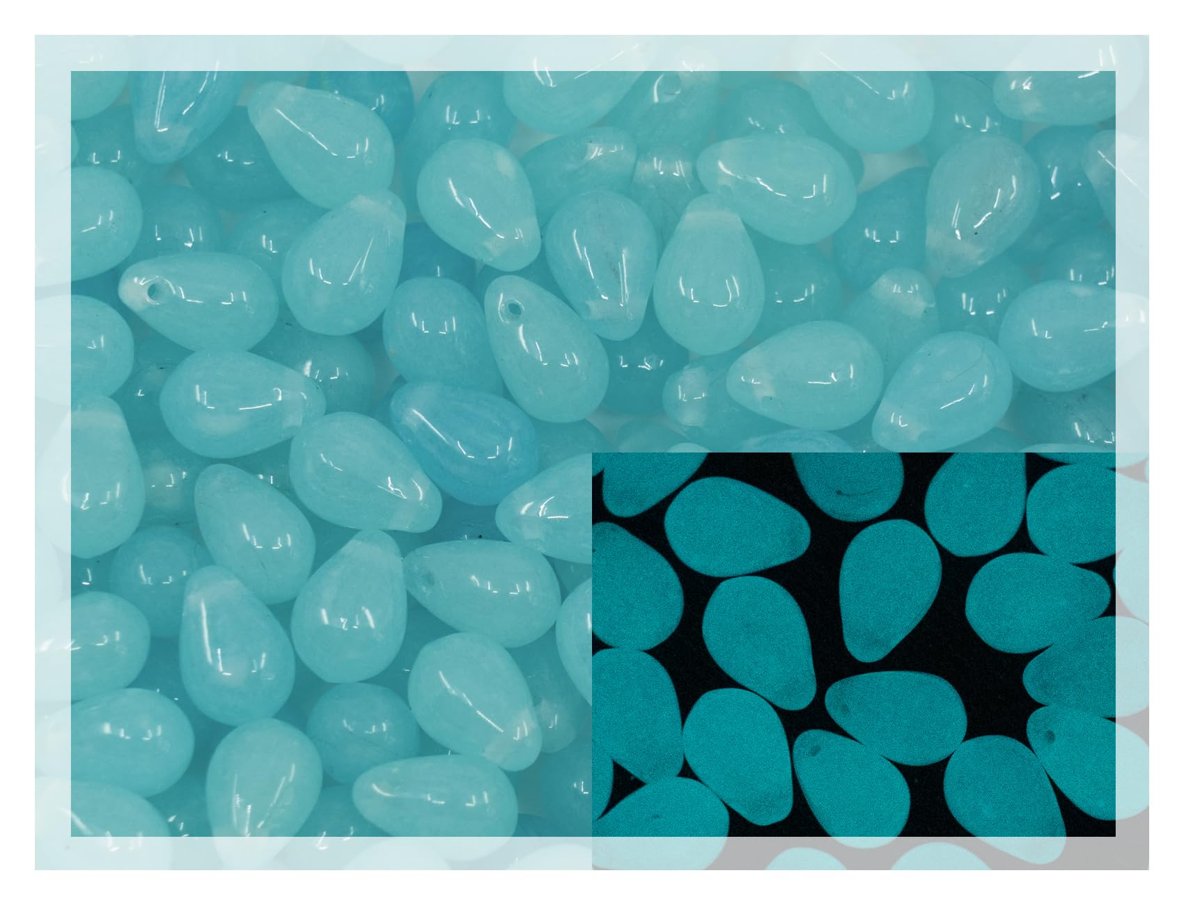 60 g Mix of Unique Czech Bohemia Glass Pressed Beads, Rocailles, Opaque Turquoise Green Copper Crystal Silver, Matte and Glossy, Hand Made BCV — view 56