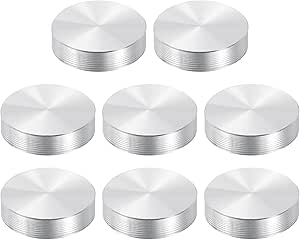 PATIKIL Disco De Aluminio De Forma Redonda De 0.787 In, Paquete De 8 Hilos M6 De 0.276 In De Grosor, Disco De Mesa De Vidrio Circular De Aluminio Para Mesa De Vidrio, Plateado