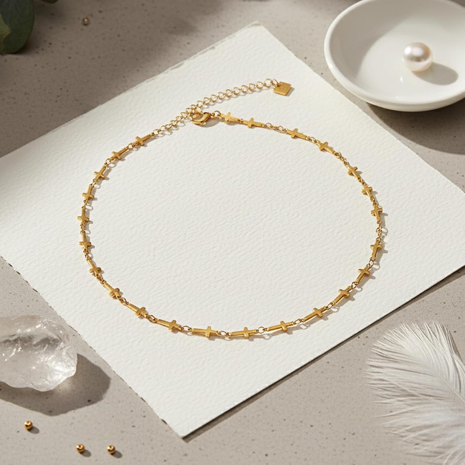 Gold Plated Cross Chain Necklace for Women Silver Plated Small Cross Necklaces Stainless Steel Non Tarnish Link Chain Christian Religious Faith Jewelry Gifts - Image 4