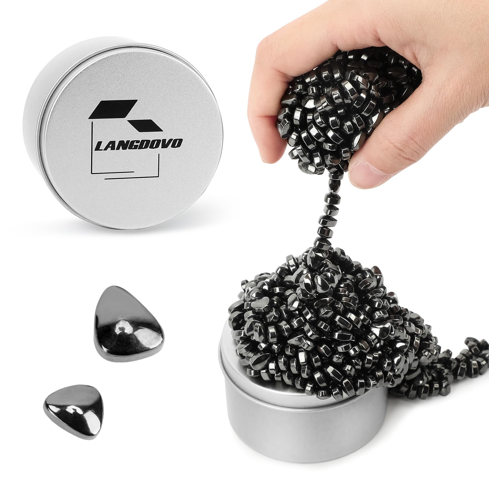 LANGDOVO Magnetic Putty Over 600 Weak Magnetic Beads Fidget Ferrite Putty Crags Magnetic Stones Fun Quiet Magnetic Balls Fidget Toys for Office and Desk (Black)