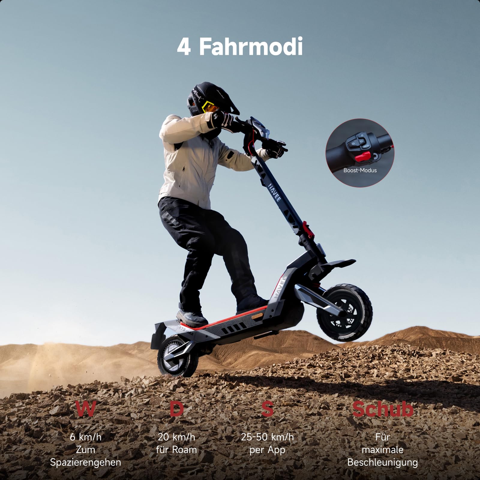 NAVEE XT5 MAX E Scooter mit Straßenzulassung & Blinker, Maximale Reichweite 2200W 110 km & 150 kg Tragkraft, 12 Zoll Offroad Reifen, Doppelaufhängung, Steigungen 32%, Ladezeit 5-6 Stunden