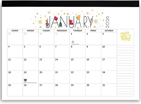 2026 Desk Calendar Wall Calendars, Large 17" x 12", November 2025 - December 2026 Monthly Planner Desktop, 12 Months Planning Organizing for Home, School, Office, Holiday, Aesthetic Doodle Letter