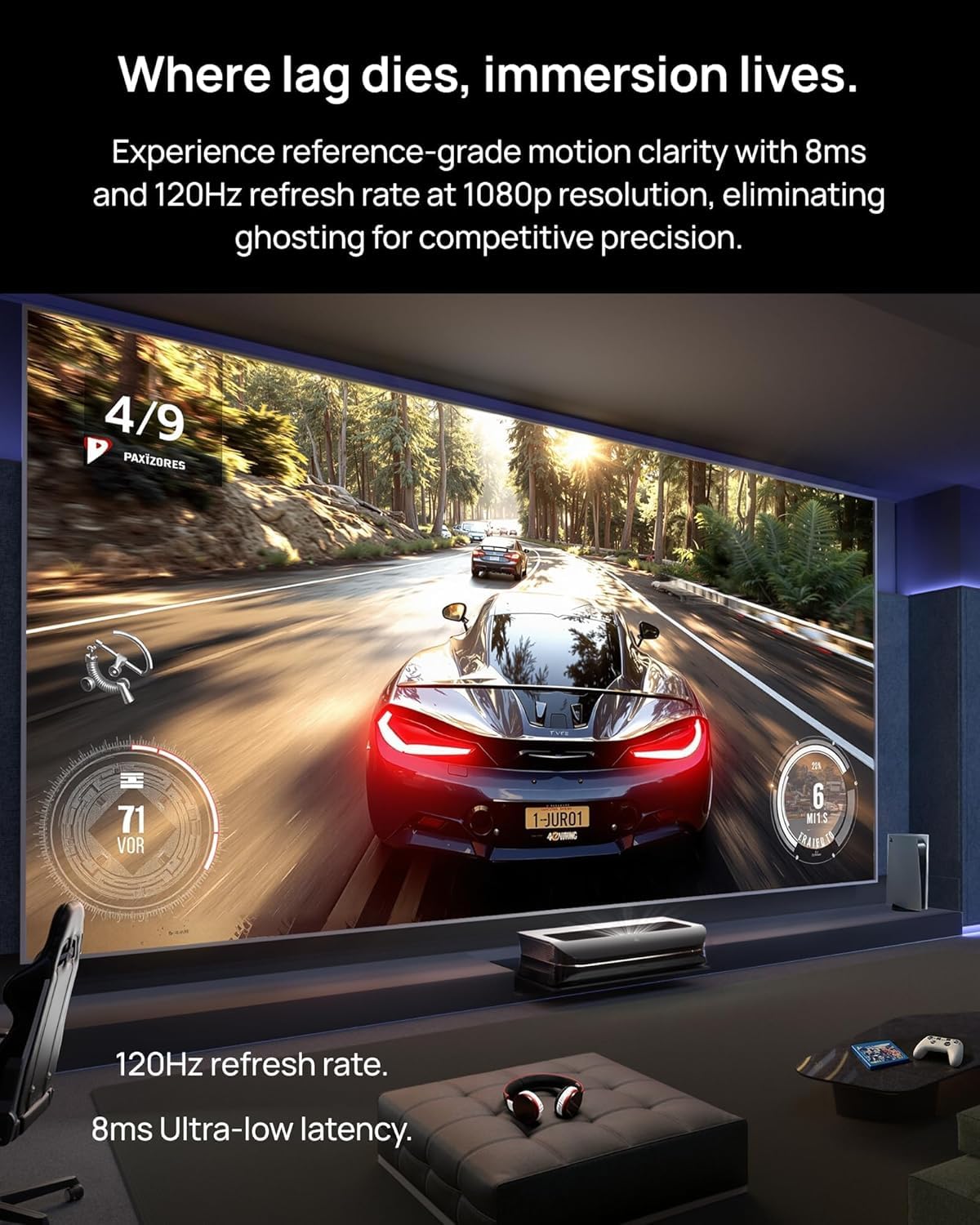 AWOL VISION LTV-3000 Pro Bundle con tela bianca opaca da 100" e occhiali 3D (confezione da 2), 4K UHD HDR10+ Dolby Vision & Atmos Ultra-Short-Throw Proiettore laser triplo (LTV-2500 + MW-120+DG-002)