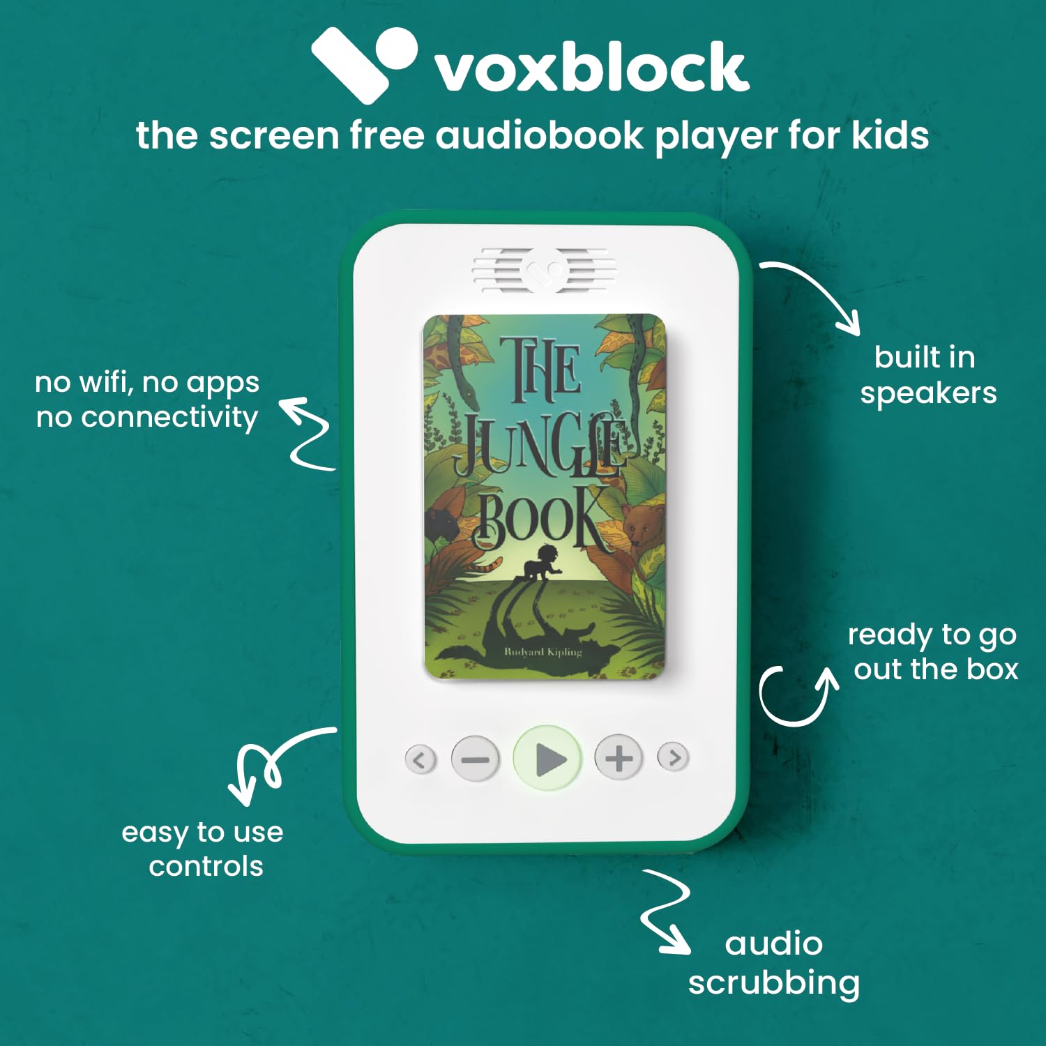 voxblock Kids Audio Book Player | Wifi-Free, Screen-Free & Portable | Bedtime Starter Pack - inc Old Bear and Friends + 2 More Kids Audio Books - Image 2
