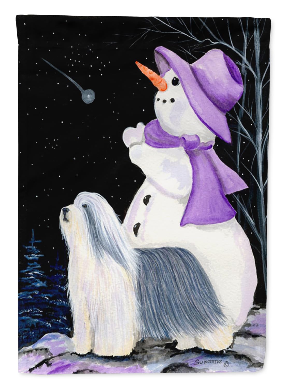 Drapeau Bearded Collie jardin extérieur bonhomme de neige multicolore SS8947GF