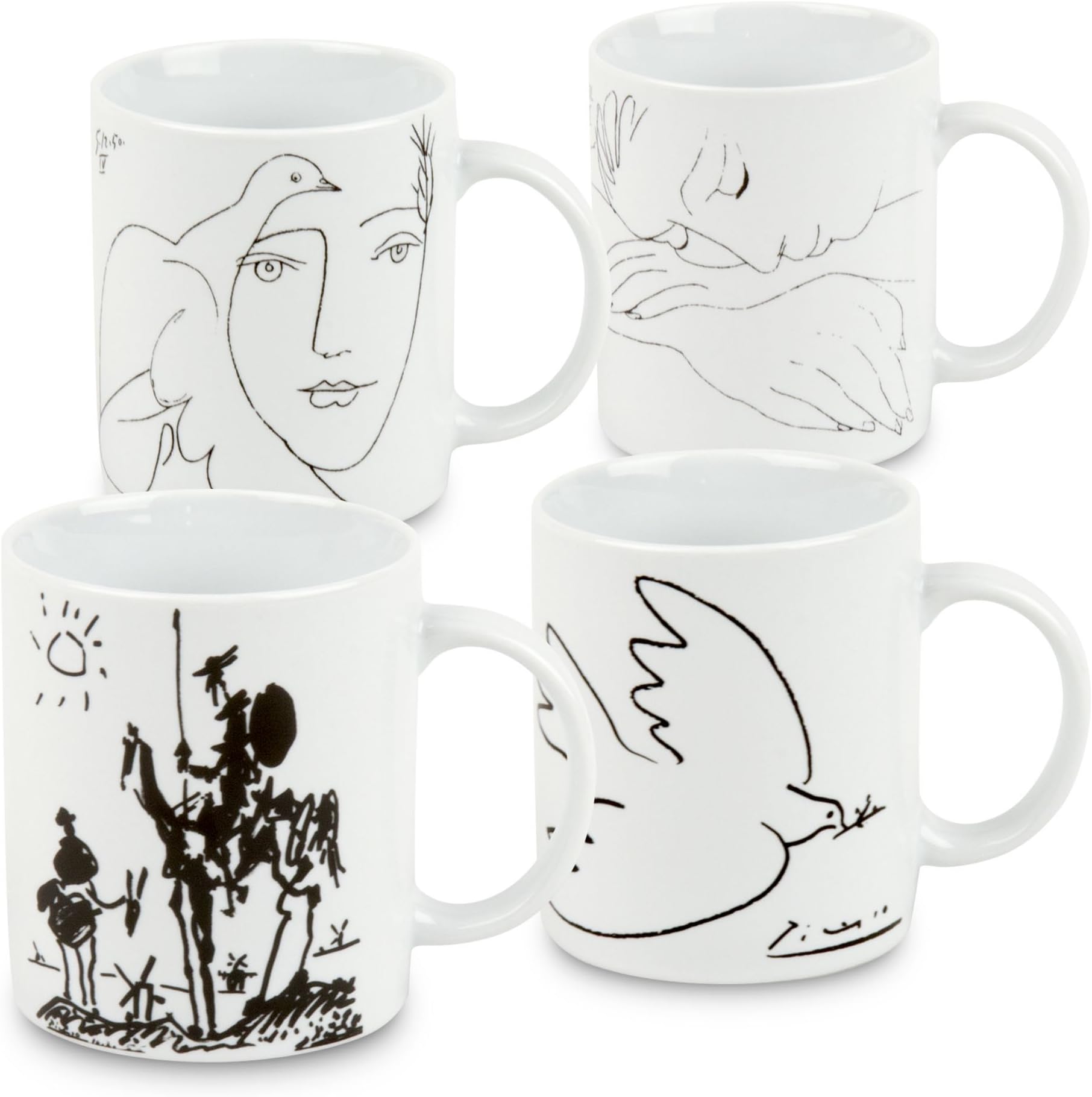 Konitz Picasso, Assorted Porcelain Mugs (Set of 4), White