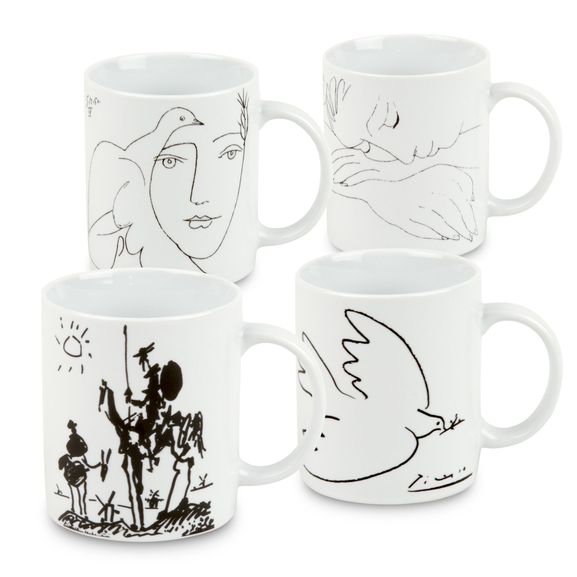 Konitz Picasso, Assorted Porcelain Mugs (Set of 4), White