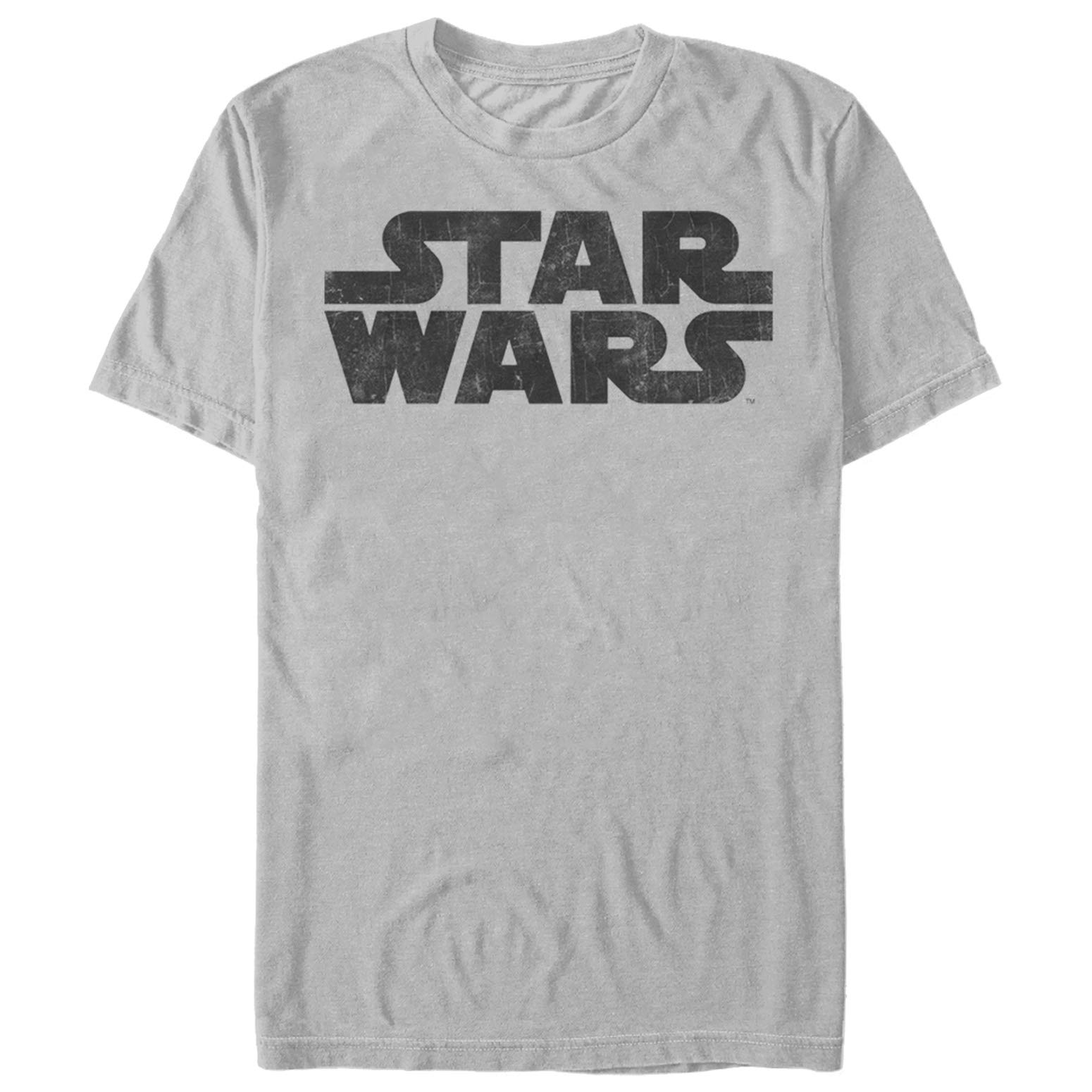 Star Wars Men's Simplest Logo Graphic Tee Shirt, Silver, Medium
