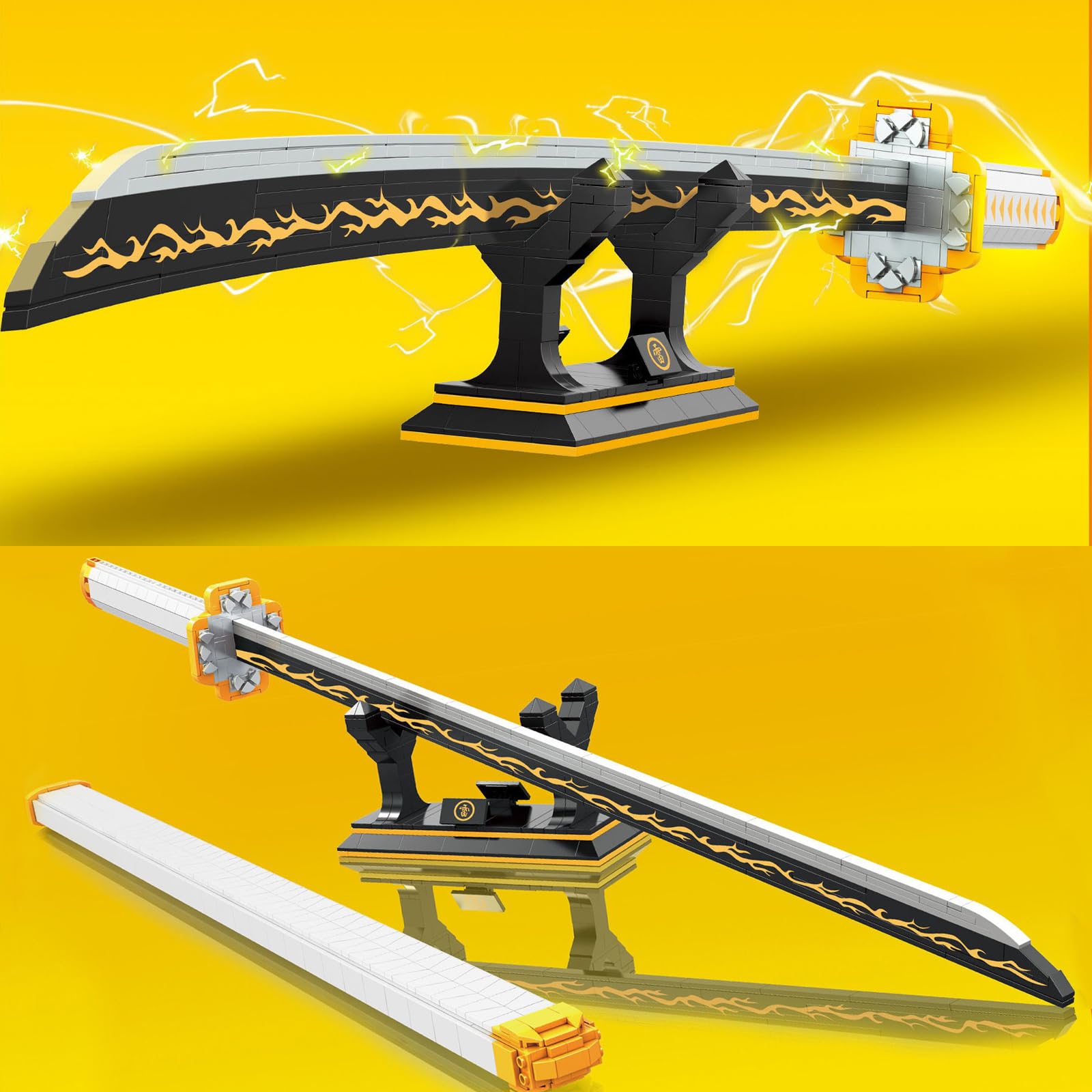Espada Zenitsu Agatsuma 99cm Katana Demon Slayer Bloques Construcción 956 Piezas
