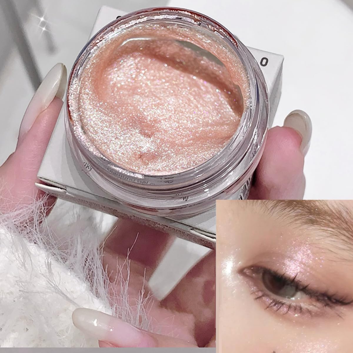 KARLOR Face Liquid Highlighter, Champagne Pink Eyeshadow Creamy Shimmer Gel Face Highlighter Radiant Gel Creamy Glitter - Image 3