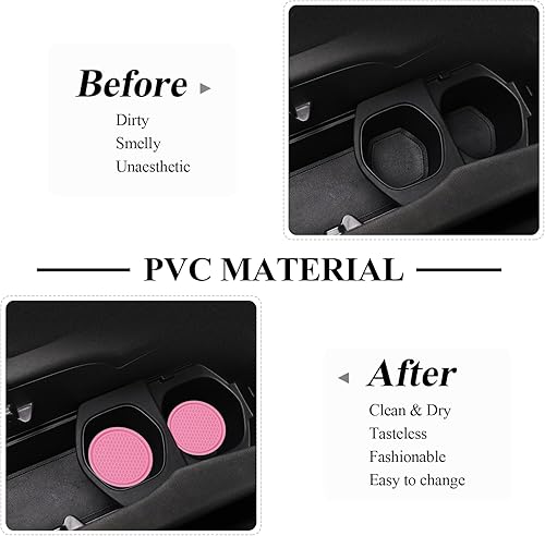 Miniatura 5 de Paquete de 4 posavasos para automóvil, 2.75 pulgadas, universales, antideslizantes, portavasos para automóvil, tapete de PVC para portavasos para