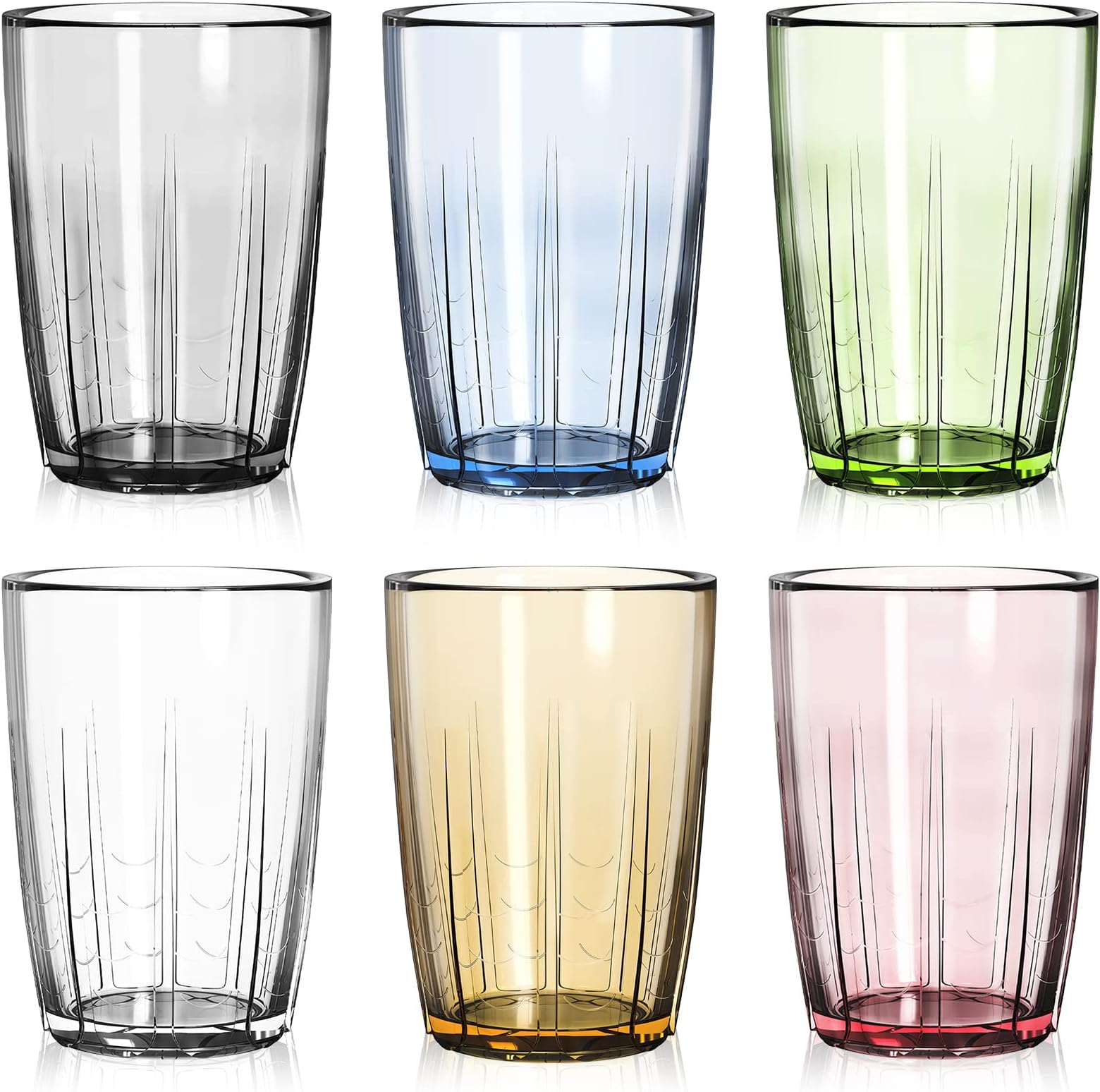 Tebery 6 Pack Plastic Tumbler Cups, 12Oz Stackable