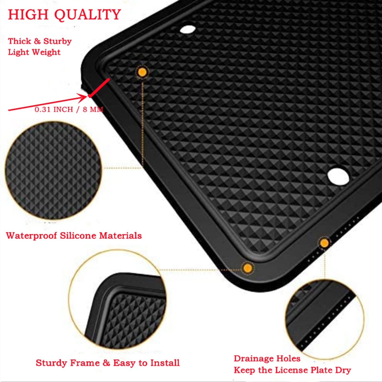 Intermerge Supporto Per Targa In Silicone – Antiruggine E Antivibrazione, Universale Per Auto, 31,5x16,3 Cm