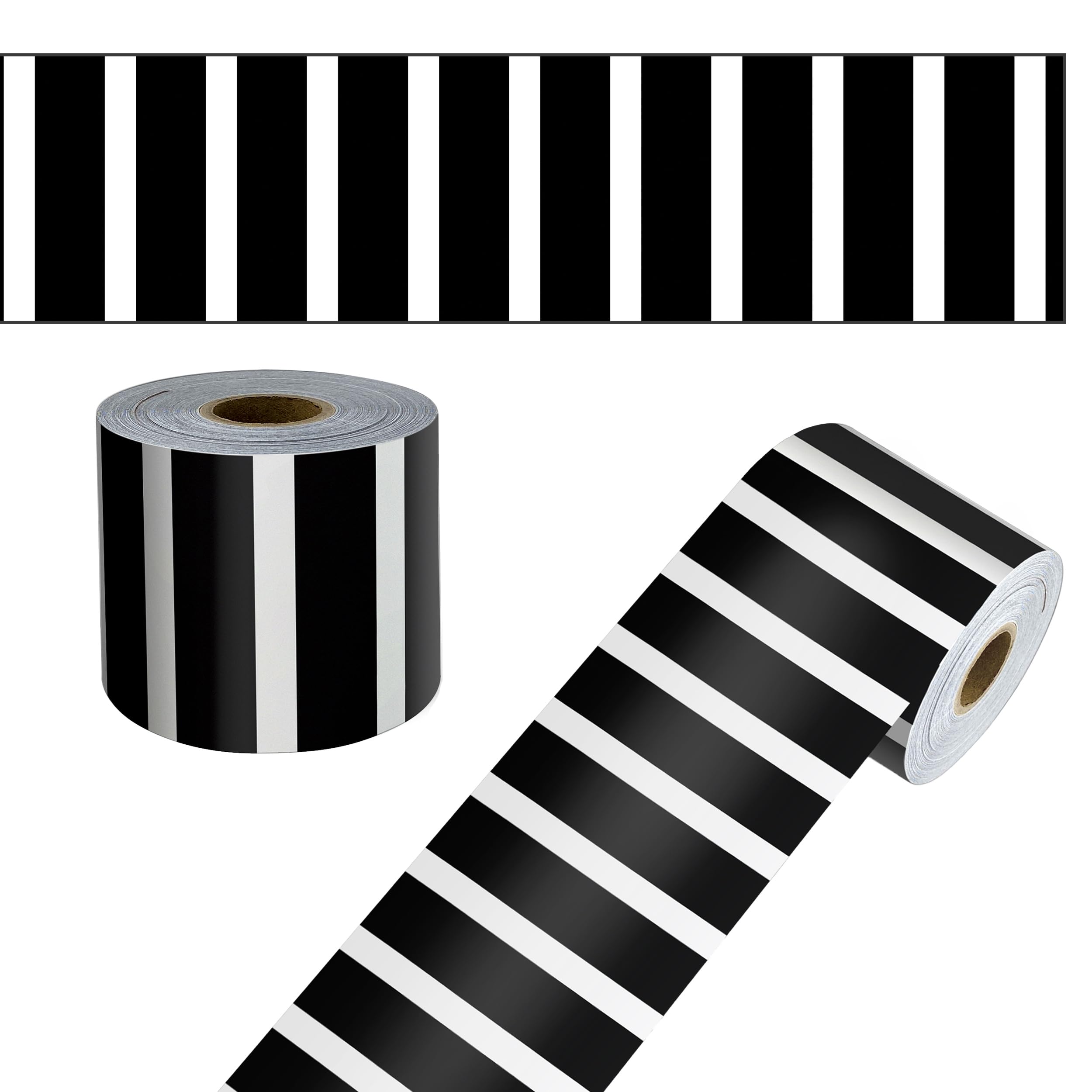 Carson Dellosa Education 65Ft of Black and White Stripes Bulletin Board Borders, 1 Roll of Trim for Rolling Whiteboard, Posterboard, Party, Office Decorations, and Classroom Decor
