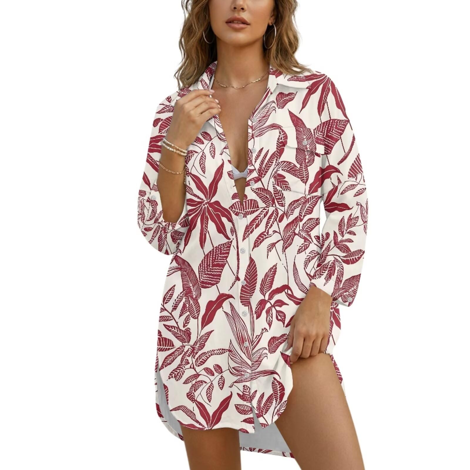 Pareo de playa para mujer, salida de baño con botones, vestido de playa, ropa de playa, traje de vacaciones para mujer