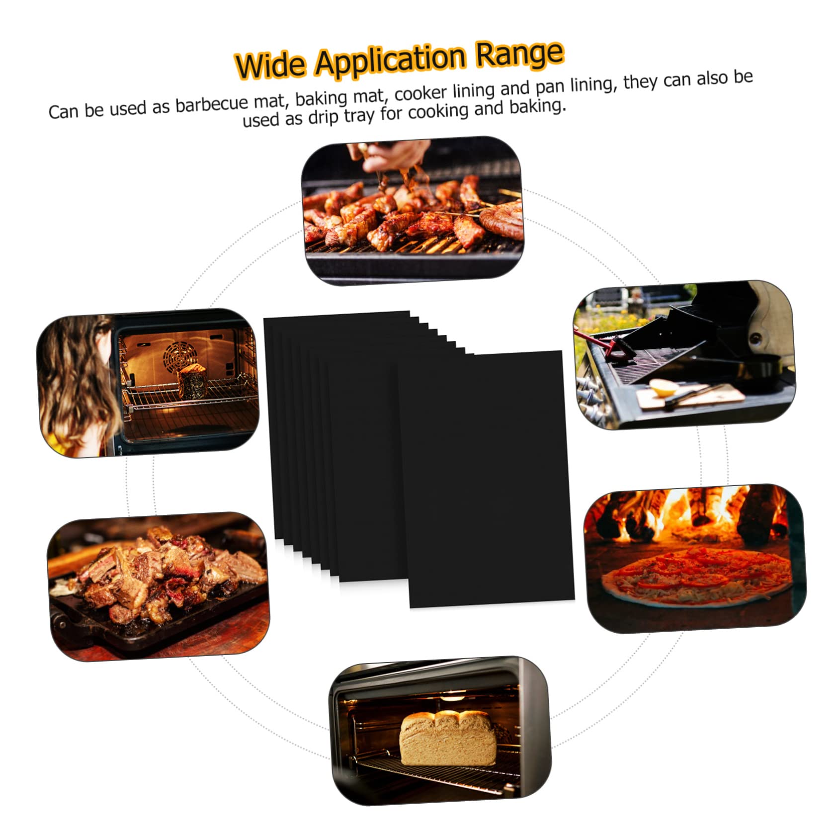 Gatuida 9 piezas Alfombrillas de Horno Antiadherentes Reutilizables de Mats para Asar y Cocinar Resistentes al Calor Evitan Comida y Conservan