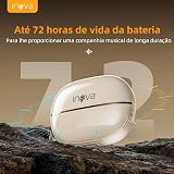 Fones de Ouvido Bluetooth, INAVA, Fone de Ouvido Esportivo com Clipe de Concha, 72 Horas de Bateria, Design Confortável para Ouvidos Pequenos e Quem Usa Óculos, Exercício, treinamento físico (Branco) — imagem 3
