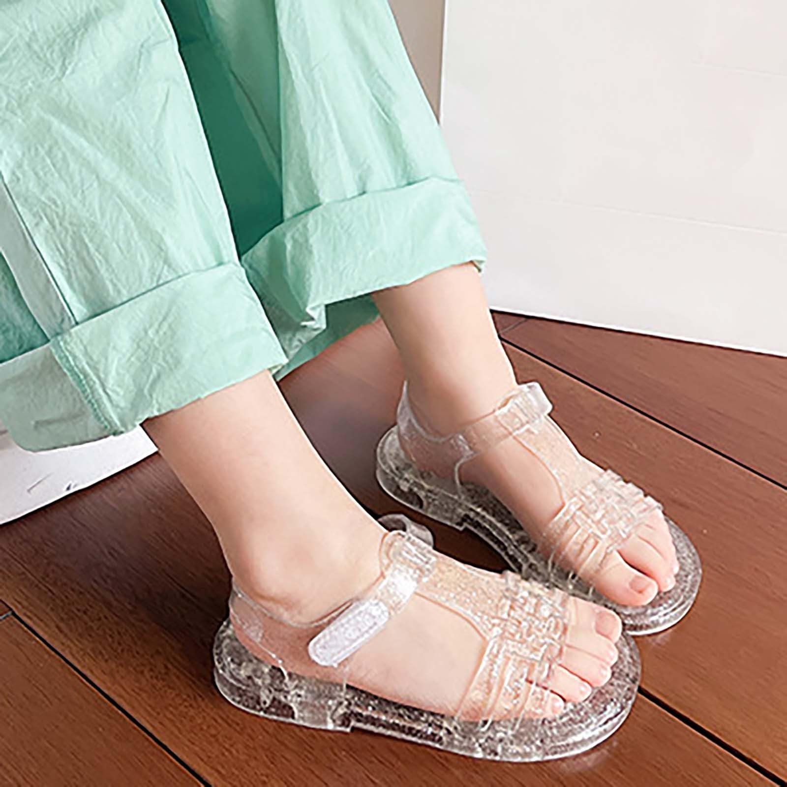 MMRTDJDR Generisch Mädchen-Gummisandalen, atmungsaktiv, offene Zehen, Strandschuhe, weiche Sohle, lässige Sommerschuhe für Kleinkinder