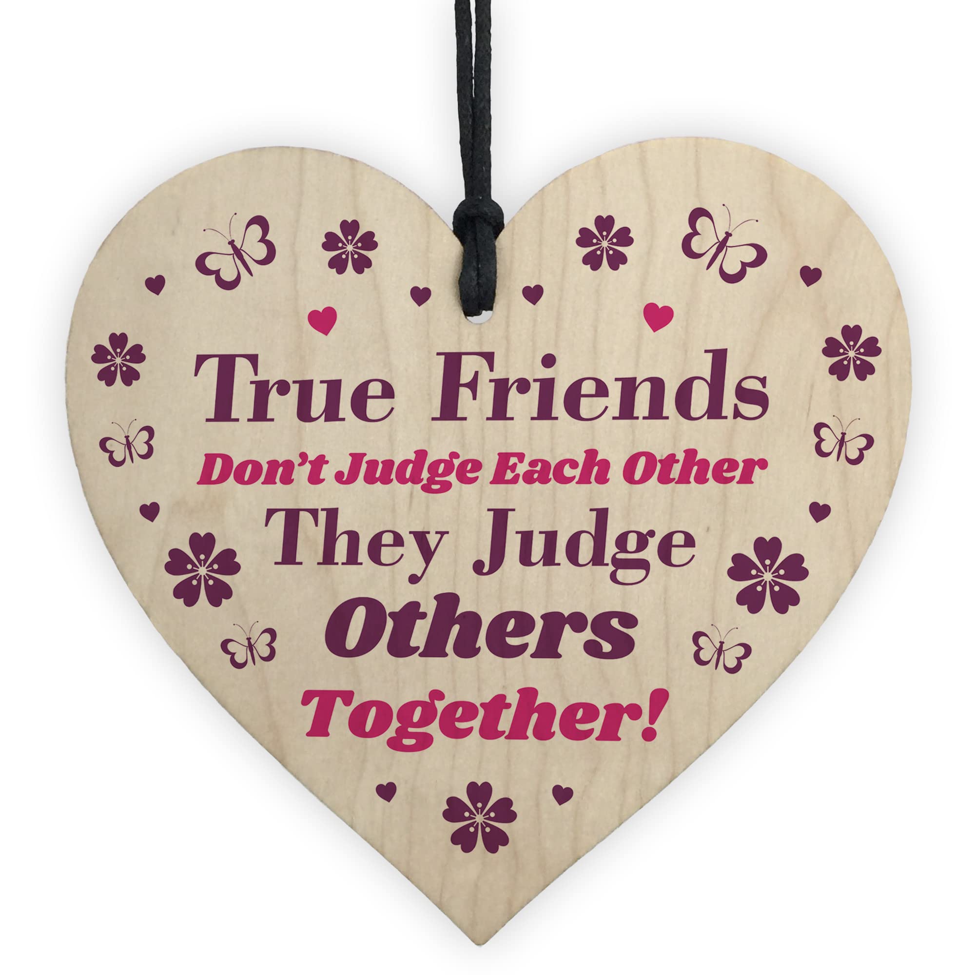 Red Ocean Funny Best Friendship Gift & Plaque for Special Friend, Women, Her, Wooden Heart Ornament and Quote Wooden Hanging Heart Sign
