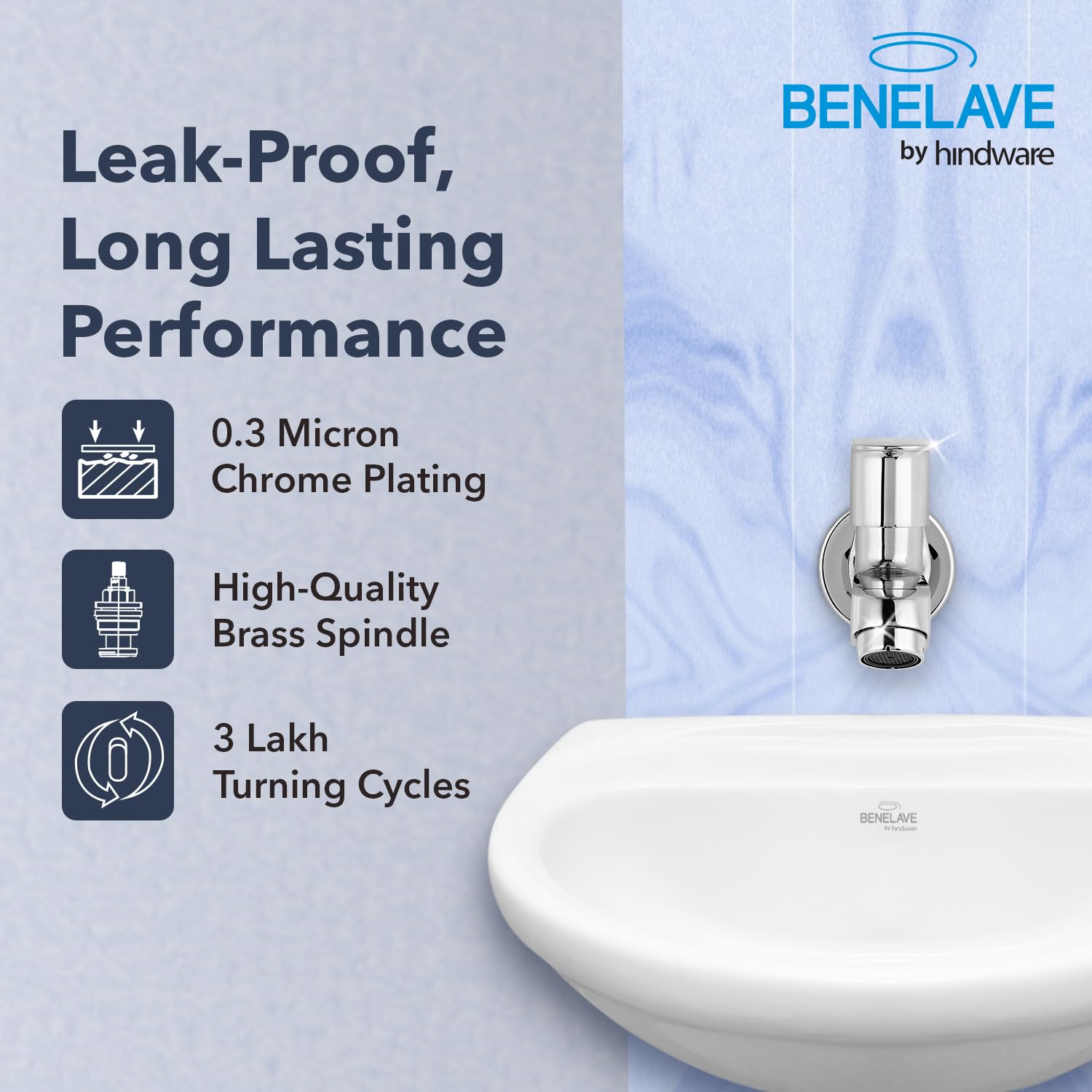Hindware Benelave Bib Tap - Chrome Finish -4 Hindware Benelave Bib Tap - Chrome Finish -4