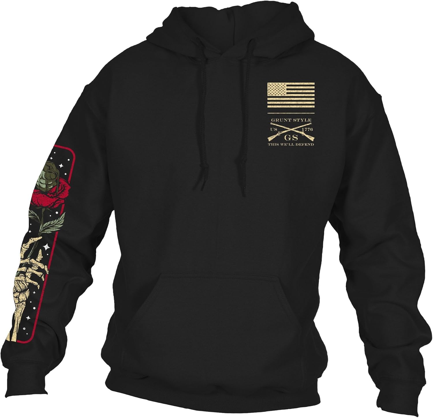 Grunt Style Death Rose Men's Pullover Hoodie - Image 3