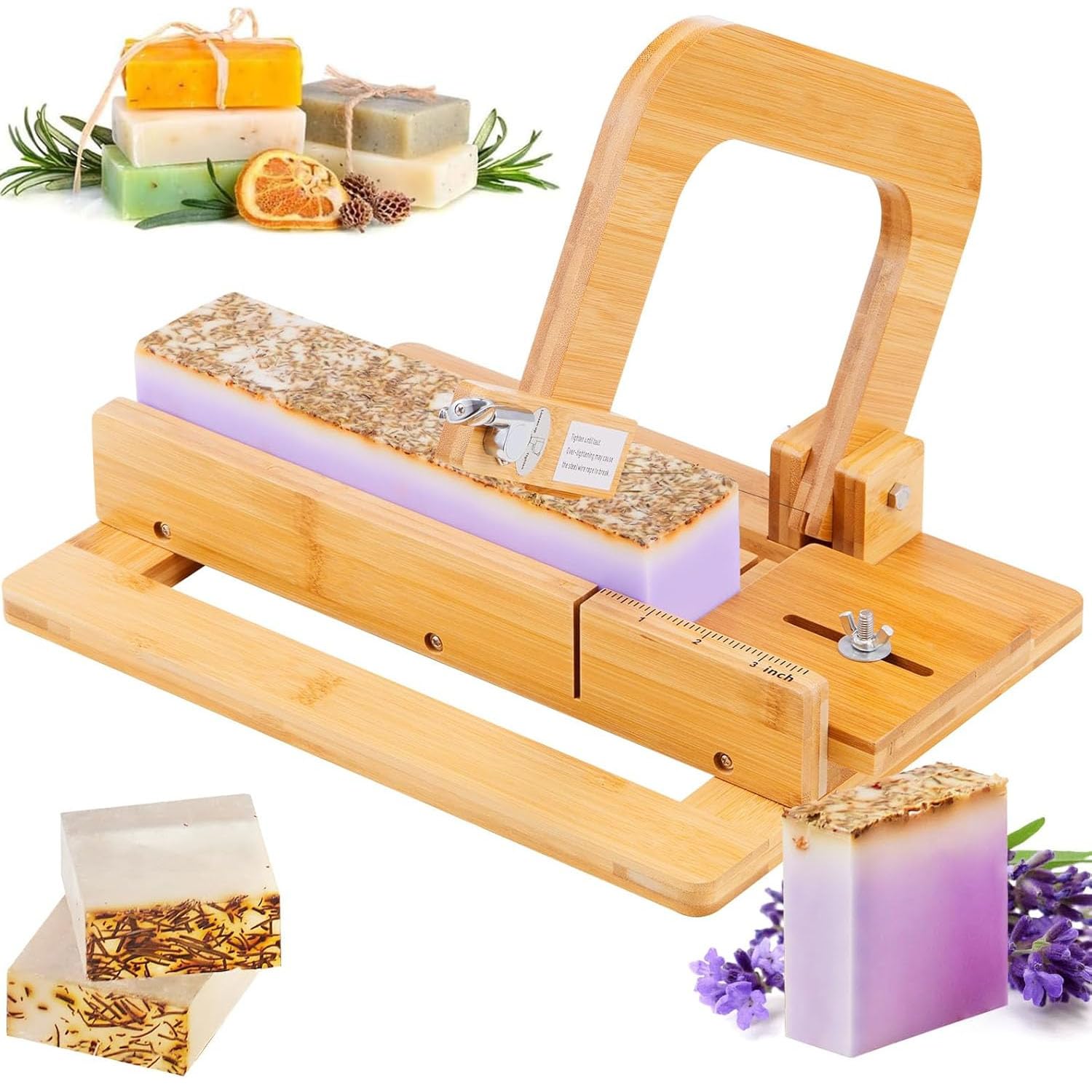 YXZYFPP Bamboo Soap Slicer, Wooden Soap Cutters, Handmade Soap Cutting Table with Smooth & Flat Surfaces Finish, Multi Handmade Soap Wire Cutters for Loaf, Candles