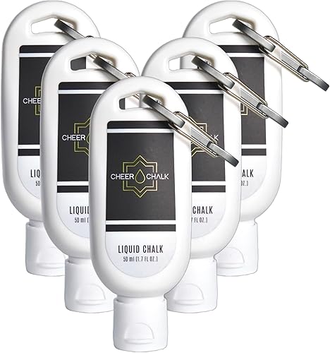 Cheer Chalk Liquid Chalk - Chalk for Elite Cheerleading - Chalk for Stunting - Chalk for Gymnastics - 50ml Bottle with Carabiner - 50 Practices Per